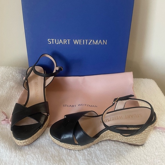 $375 STUART WEITZMAN ROSEMARIE ESPADRILLE WEDGE SANDAL BLACK 7B
Box/Dustbag incl - Picture 4 of 5